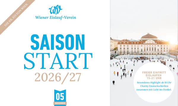 Saisonstart 2026/27 am Wiener Eislauf-Verein: Am 5. November öffnet das Eis am Heumarkt